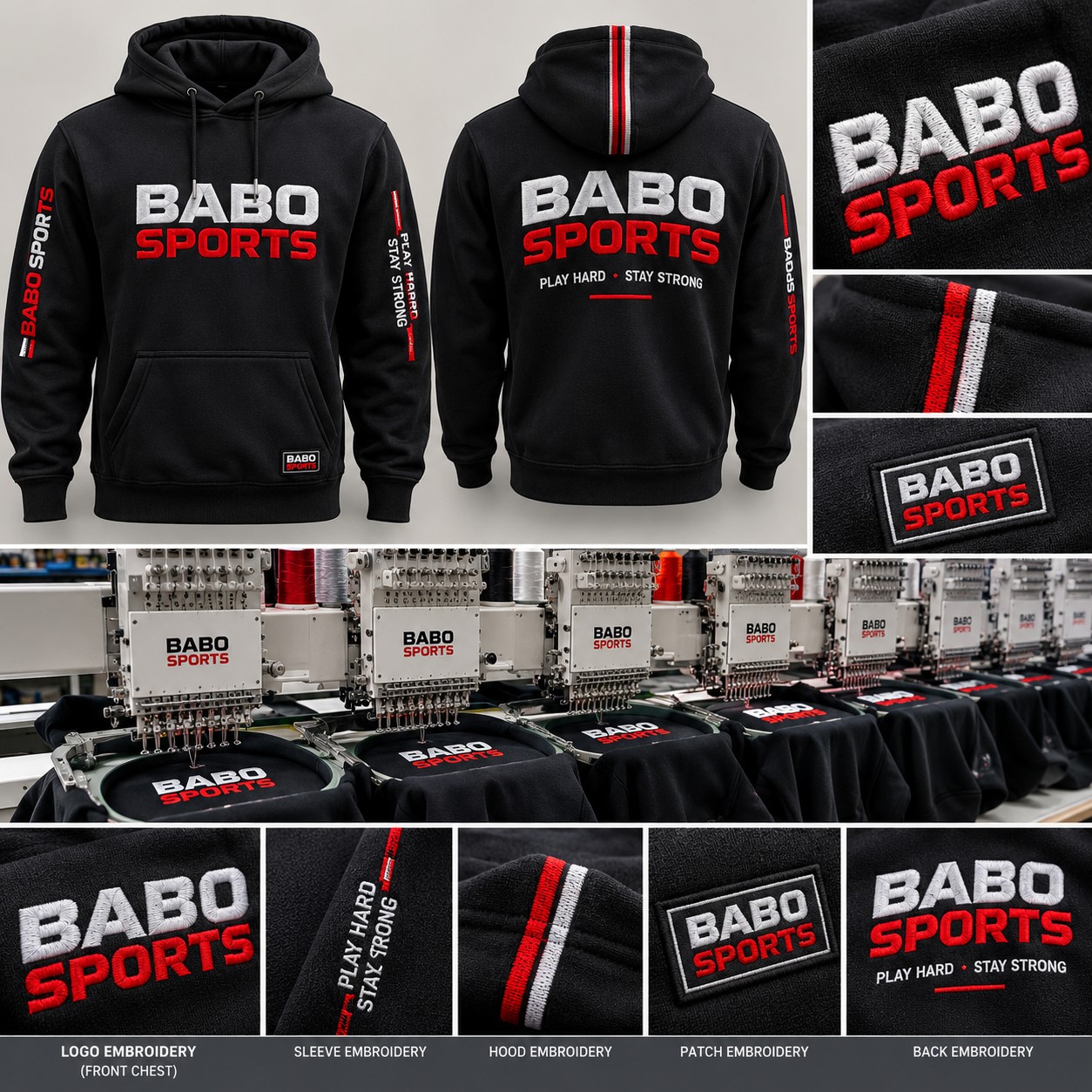 BABO SPORTS apparel embroidery design showcase